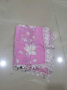 Pink Floral scaff with Lace Trim
