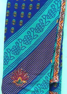 Elegant Blue Bandhani Print Saree 💙✨