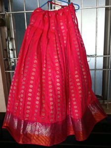 Vibrant Pink Ethnic Skirt with Gold Dots