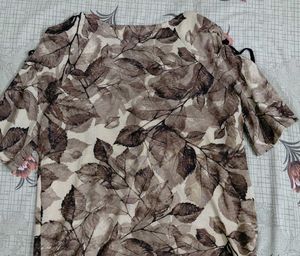 Leaf Print Cold Shoulder Top