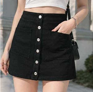 Black Button-Up Mini Skirt