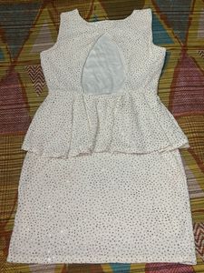 Sparkly White Peplum Dress