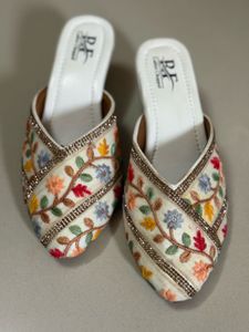 New Embroidered Mules with Rhinestone Detail