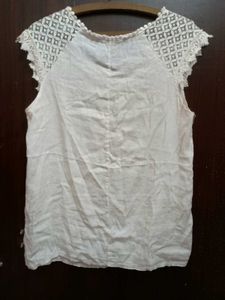 linen white lace Sleeve coquette oversized Top