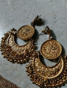 Golden Ethnic Jhumka Earrings