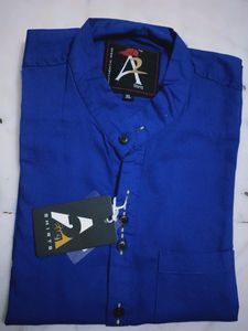 Cotton Shirt with Mandarin Collar
