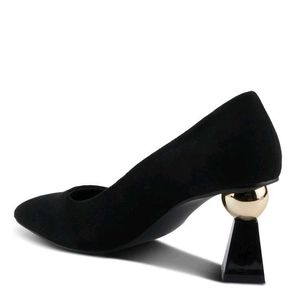 Macy Alfani's First Copy Golden Ball Bottom Heels
