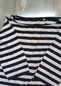 New Black, White Stripes Top
