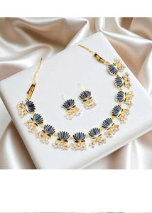 Blue Lotus Necklace and Earring Set