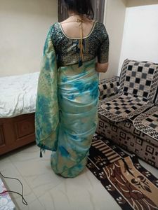 Stunning Blue Tie-Dye Saree