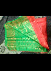Beautiful Red Saree with Green Border