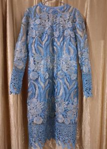 Elegant Blue Lace Dress