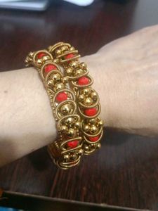 Gold &amp; Red Bangle Set
