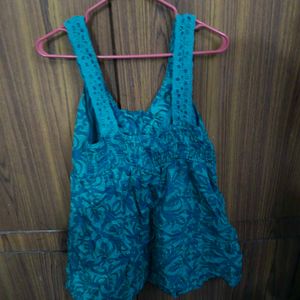Chic Blue Floral Print Sleeveless Top