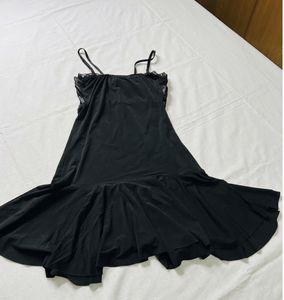 Black Lace Trim Corset Dress