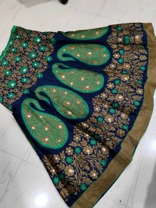 Beautiful Blue &amp; Green Embroidered Skirt