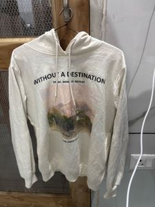Cream Graphic Print Hoodie