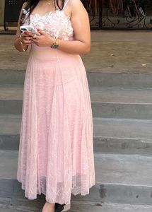 Elegant Pink Lace Party Dress