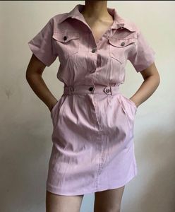 Chic Pink Utility Dress
