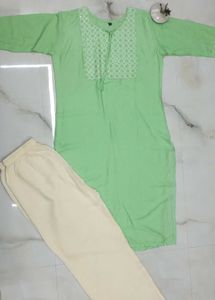 Brand New Embroidery Mint Green Kurta Set