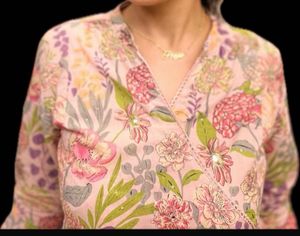 Pretty embroidered and sequin Pink Floral Kurta