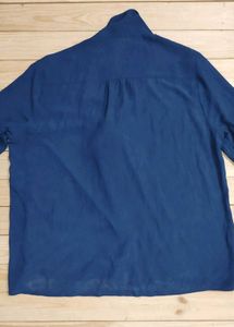 Forever 21 Blue Tie-Neck Shirt