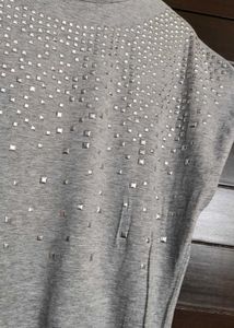 Women Grey Embellished Top