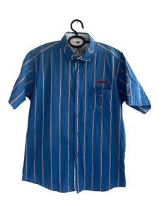 Blue Striped Short Sleeve Shirt