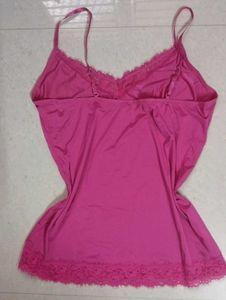 Fuchsia Lace Trim Camisole Top