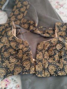 Elegant Grey Saree with Brocade Blouse