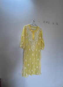 Elegant Yellow Chikankari Kurta