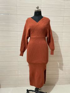 Imported Elegant Knit Wrap Dress