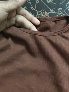 Stylish Brown Wrap Long Sleeve Top
