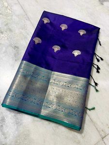 Elegant Blue Soft Silk Allover Boota Saree