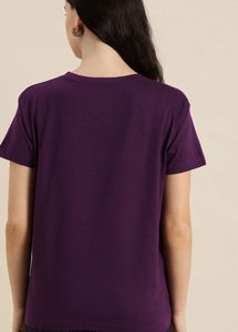 Purple Owl Graphic Pure Cotton T-Shirt