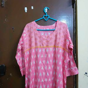 Pink Printed Kurta Set with Pants
