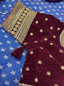 Maroon Velvet Embellished Blouse