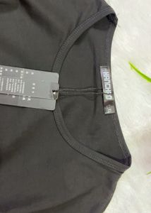 Black T-Shirt with Red Floral Embroidery