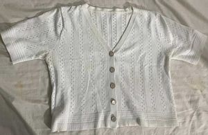 White Button-Up Cardigan Top