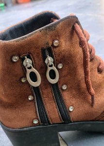 Brown Suede Lace-Up Boots