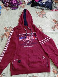 Maroon Moschino Style Hoodie