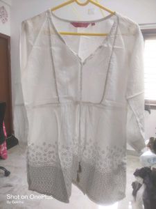Elegant White Cotton Kurta Top