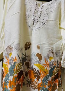 Designer Kurta with Mirror Work &amp; Tropical Print