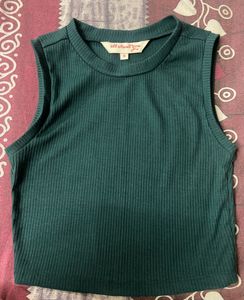 Price Drop Ribbed Tank Crop Top Green Color