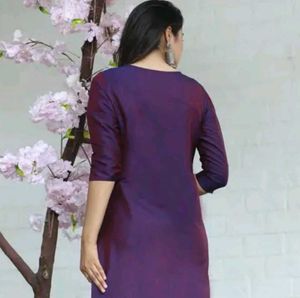 Beautiful Embroidered Purple short Kurta