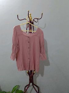 Chic Pink Square Neck Blouse