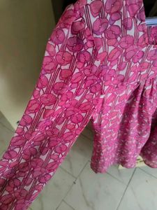 Chic Pink Floral Sheer Tunic