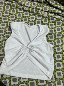 White Ring Detail Tank Top