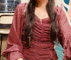 Dark Brown Western Full Sleeve Top(women's)