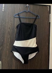 Stylish Black & White One-Piece Swimsuit